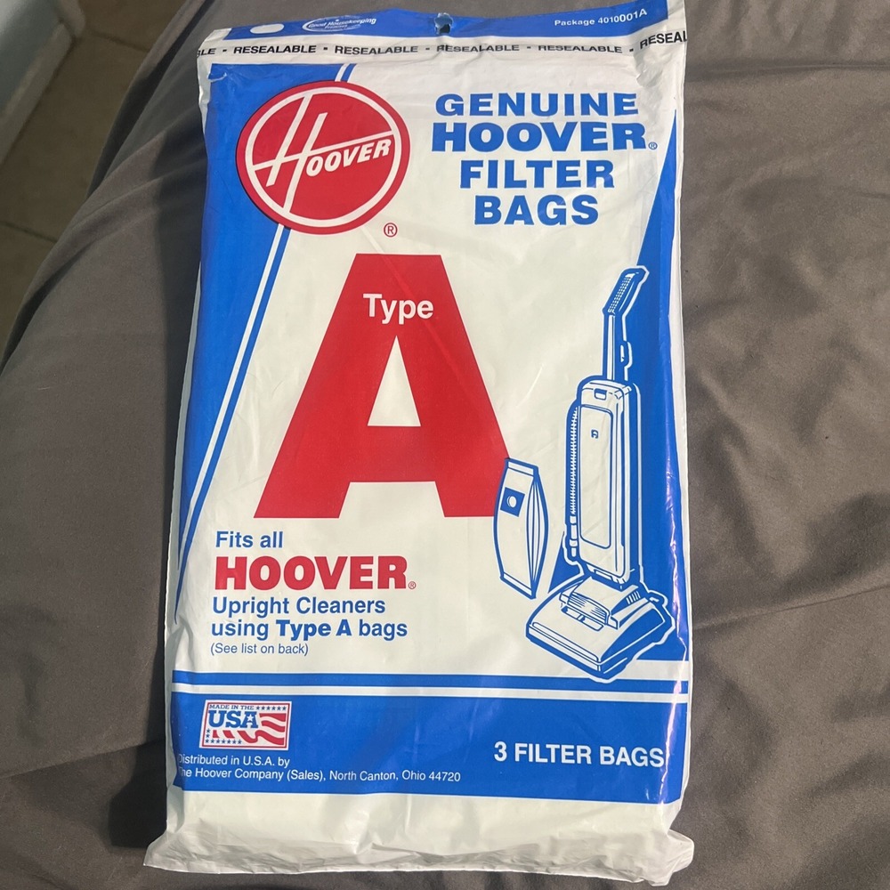 Genuine Hoover Type A Filter Vacuum Bags Fits Upright Cleaners New 3 Pk